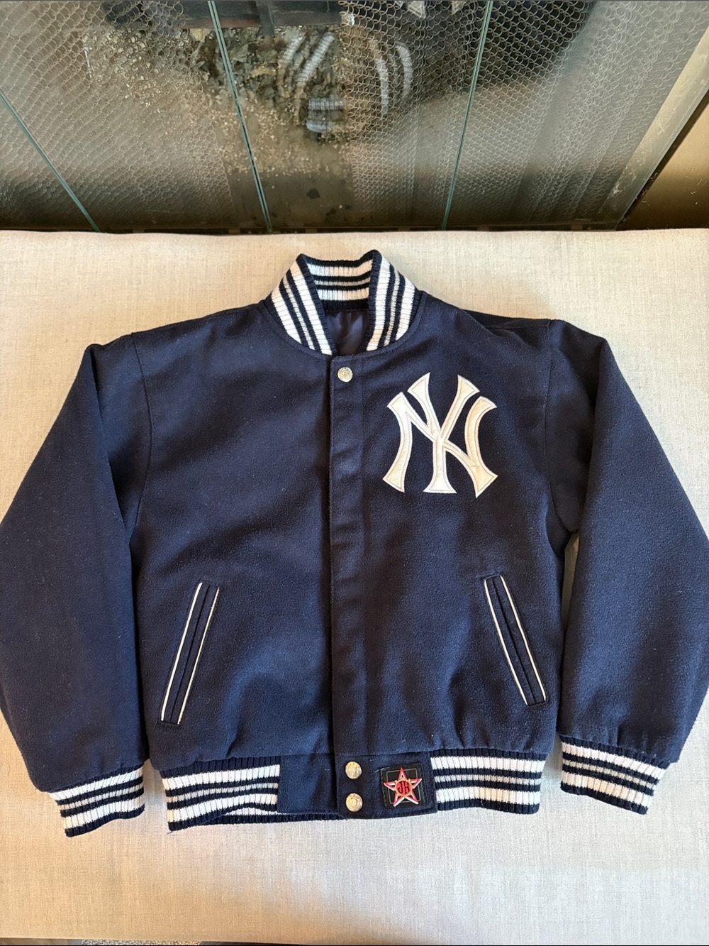 New York Yankees Kids SMALL JH Design Jacket Polyester Wool Blend REVERSIBLE